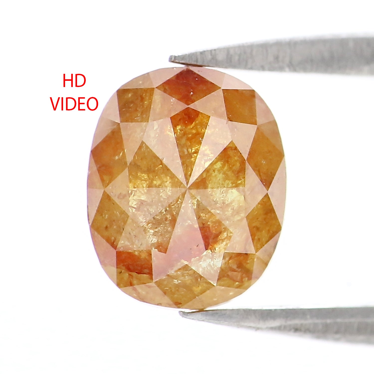 Natural Loose Oval Yellow Brown Color Diamond 1.98 CT 7.87 MM Oval Shape Rose Cut Diamond L2695