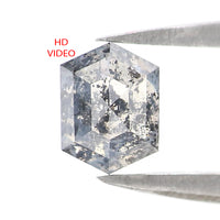 Natural Loose Hexagon Salt And Pepper Diamond Black Grey Color 0.62 CT 5.72 MM Hexagon Shape Rose Cut Diamond KDK2593