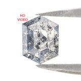 0.62 CT Natural Loose Hexagon Shape Diamond Salt And Pepper Hexagon Diamond 5.70 MM Black Grey Color Hexagon Shape Rose Cut Diamond QK2593