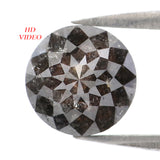 Natural Loose Rose Cut Salt And Pepper Diamond Black Color 2.24 CT 7.70 MM Round Rose Cut Shape Diamond L039