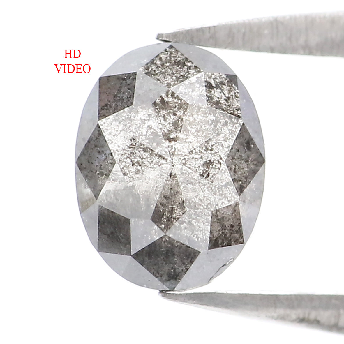 Natural Loose Oval Salt And Pepper Diamond Black Grey Color 0.87 CT 6.69 MM Oval Shape Rose Cut Diamond L2059