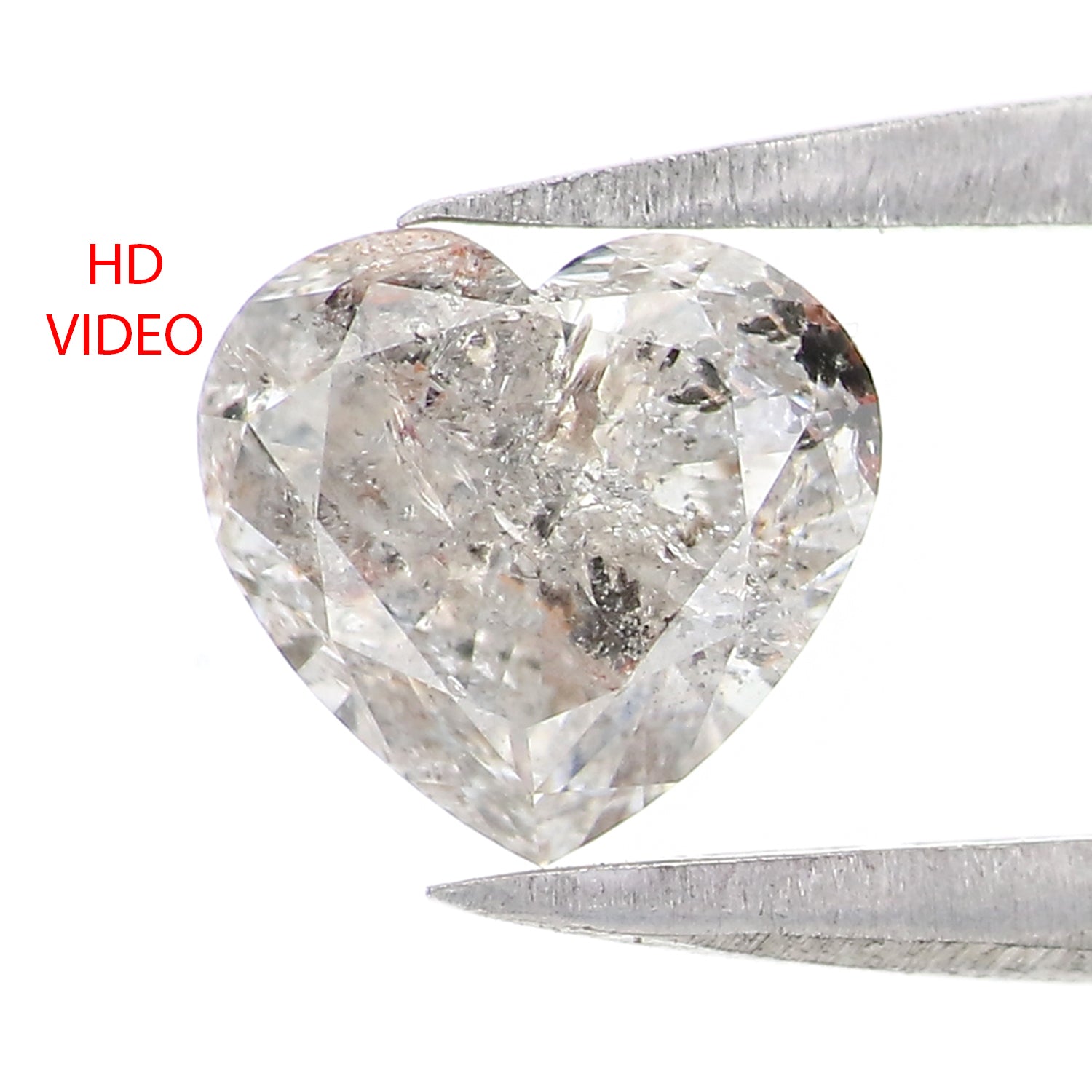 Natural Loose Heart Salt And Pepper Diamond Black Grey Color 1.15 CT 6.20 MM Heart Shape Rose Cut KDL2571