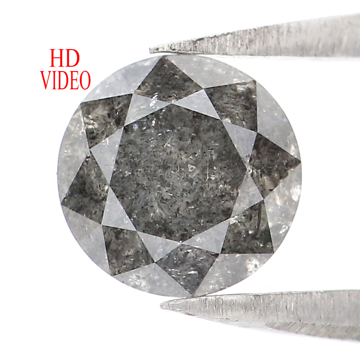 Natural Loose Round Salt And Pepper Diamond Black Grey Color 1.06 CT 6.05 MM Round Brilliant Cut Diamond L2037