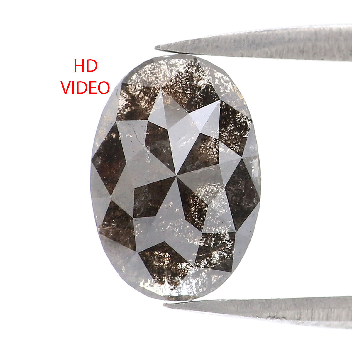 1.33 CT Natural Loose Oval Shape Diamond Salt And Pepper Oval Rose Cut Diamond 9.30 MM Black Grey Color Oval Shape Rose Cut Diamond LQ2290