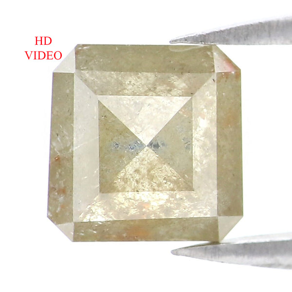 Natural Loose Radiant Yellow Grey Color Diamond 1.47 CT 6.40 MM Radiant Shape Rose Cut Diamond L9427