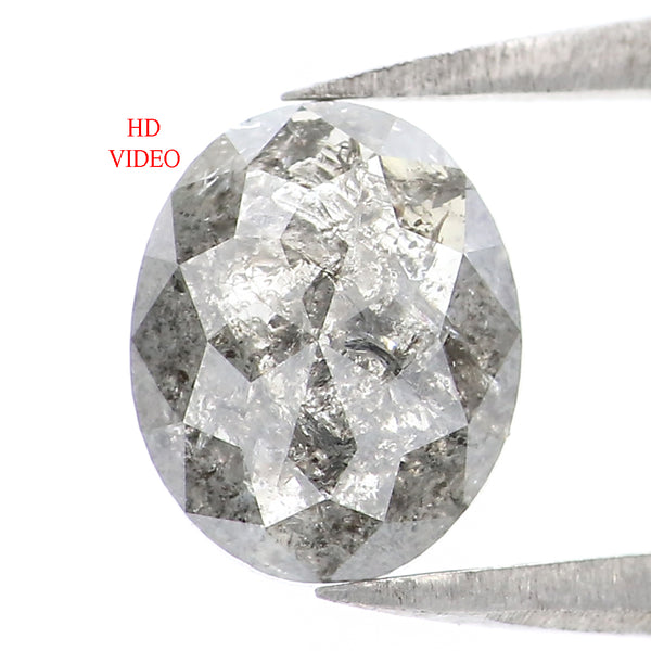 1.51 CT Natural Loose Oval Shape Diamond Salt And Pepper Oval Rose Cut Diamond 7.70 MM Black Grey Color Oval Shape Rose Cut Diamond QL1941