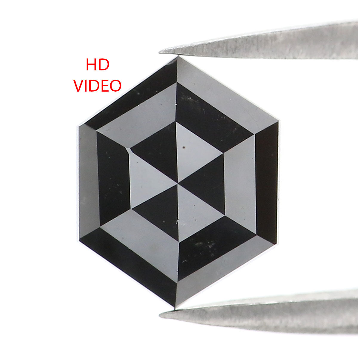 1.59 CT Natural Loose Hexagon Shape Diamond Black Color Hexagon Cut Diamond 8.35 MM Natural Black Color Hexagon Rose Cut Diamond KQ2232