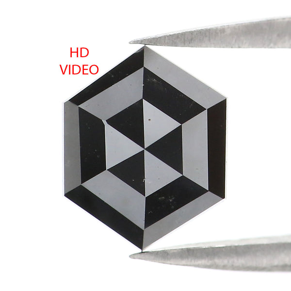 Natural Loose Hexagon Diamond Black Color 1.59 CT 8.35 MM Hexagon Shape Rose Cut Diamond KR2232