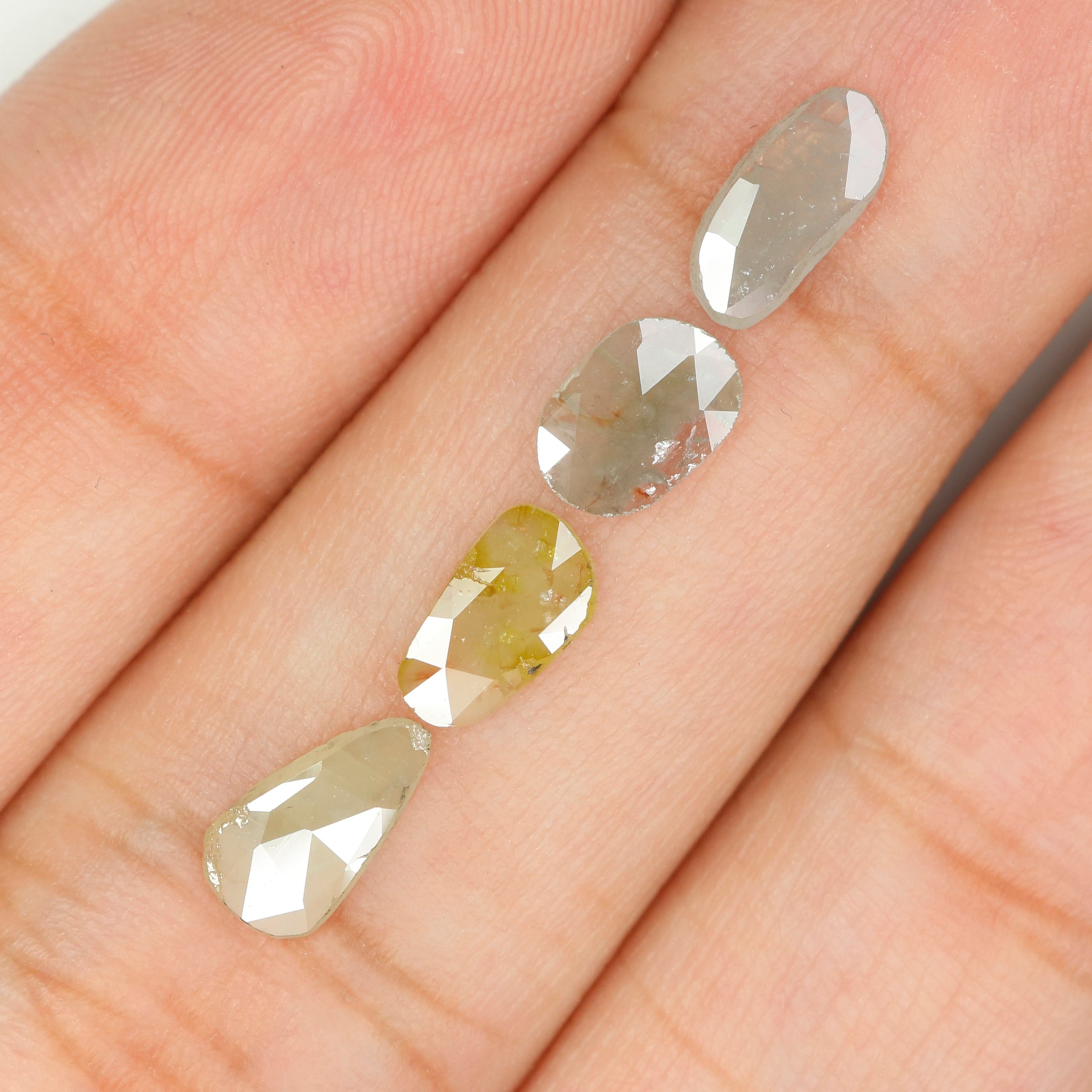 1.17 CT Natural Loose Diamond Slice Grey Yellow Color Polki Diamond 4 Pcs L9441