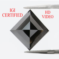 IGI CERTIFIED 3.07 Ct Natural Loose Diamond Princess Cut Fancy Black 7.50 MM KDL8662