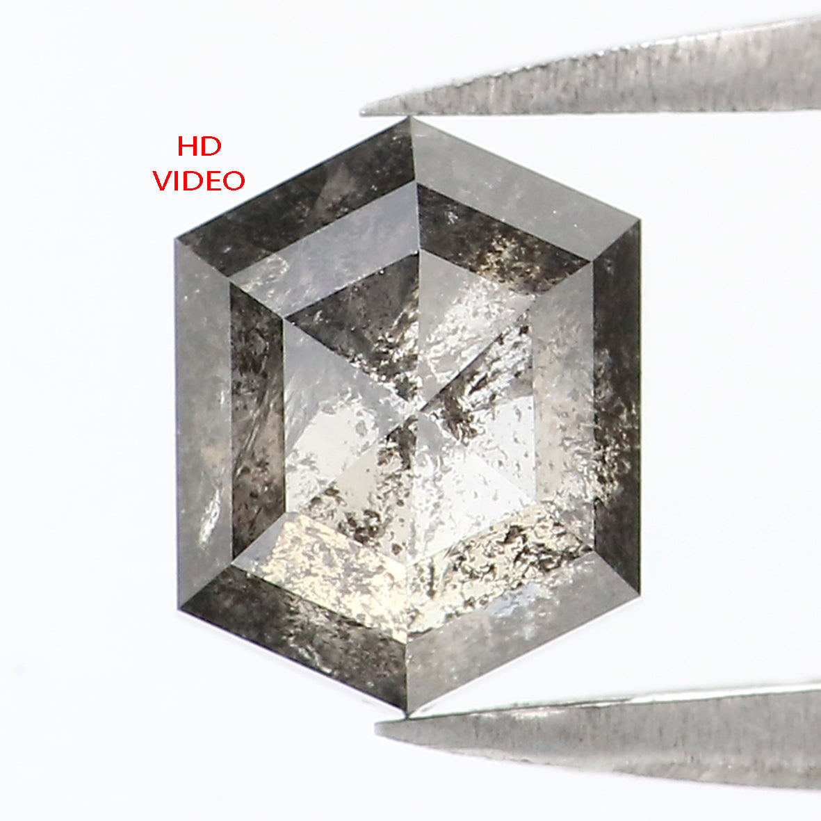1.21 CT Natural Loose Hexagon Cut Diamond Salt And Pepper Hexagon Diamond 6.85 MM Natural Loose Black Grey Color Hexagon Cut Diamond QL1531