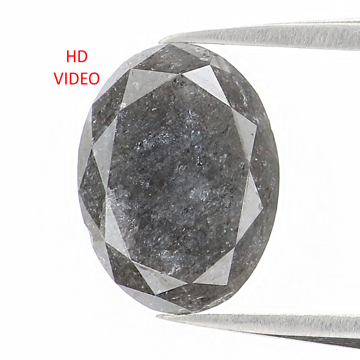 Natural Loose Oval Salt And Pepper Diamond Black Grey Color 1.46 CT 8.30 MM Oval Shape Rose Cut Diamond L1129