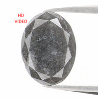 Natural Loose Oval Salt And Pepper Diamond Black Grey Color 1.46 CT 8.30 MM Oval Shape Rose Cut Diamond L1129
