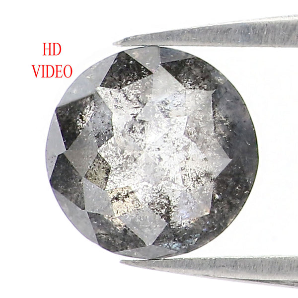 Natural Loose Round Rose Cut Salt And Pepper Diamond Black Grey Color 0.73 CT 5.80 MM Rose Cut Shape Diamond L1214