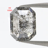 Natural Loose Emerald Salt And Pepper Diamond Black Grey Color 0.75 CT 5.95 MM Emerald Shape Rose Cut Diamond KDL1100