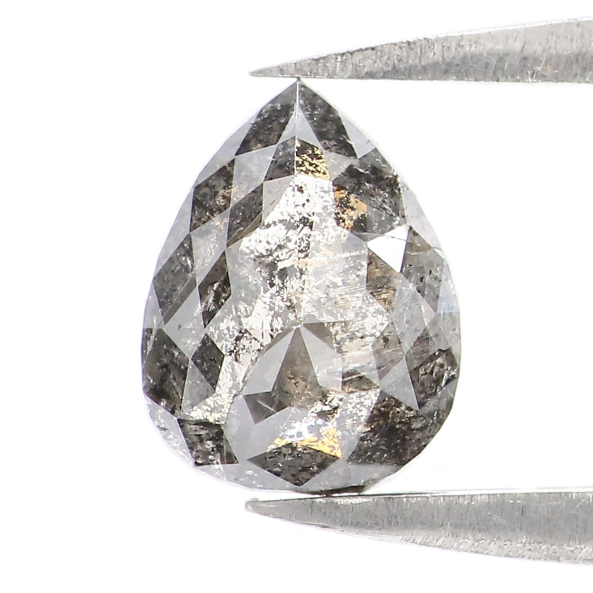 0.91 CT Natural Loose Pear Shape Diamond Salt And Pepper Pear Rose Cut Diamond 7.20 MM Natural Black Grey Color Pear Shape Diamond QL1665