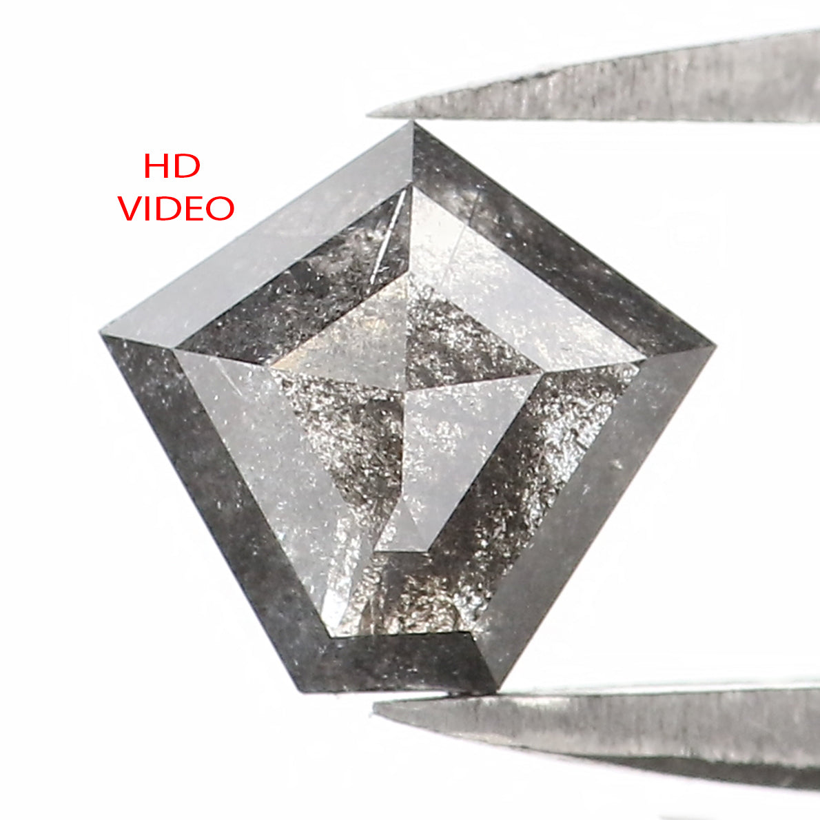 0.80 Ct Natural Loose Pentagon Shape Diamond Salt And Pepper Pentagon Cut Diamond 6.40 MM Black Gray Color Pentagon Rose Cut Diamond LQ1300