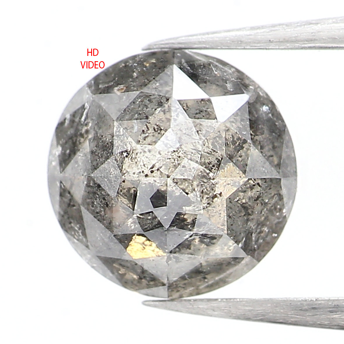 Natural Loose Rose Cut Salt And Pepper Diamond Black Grey Color 0.95 CT 6.30 MM Rose Cut Shape Diamond L966