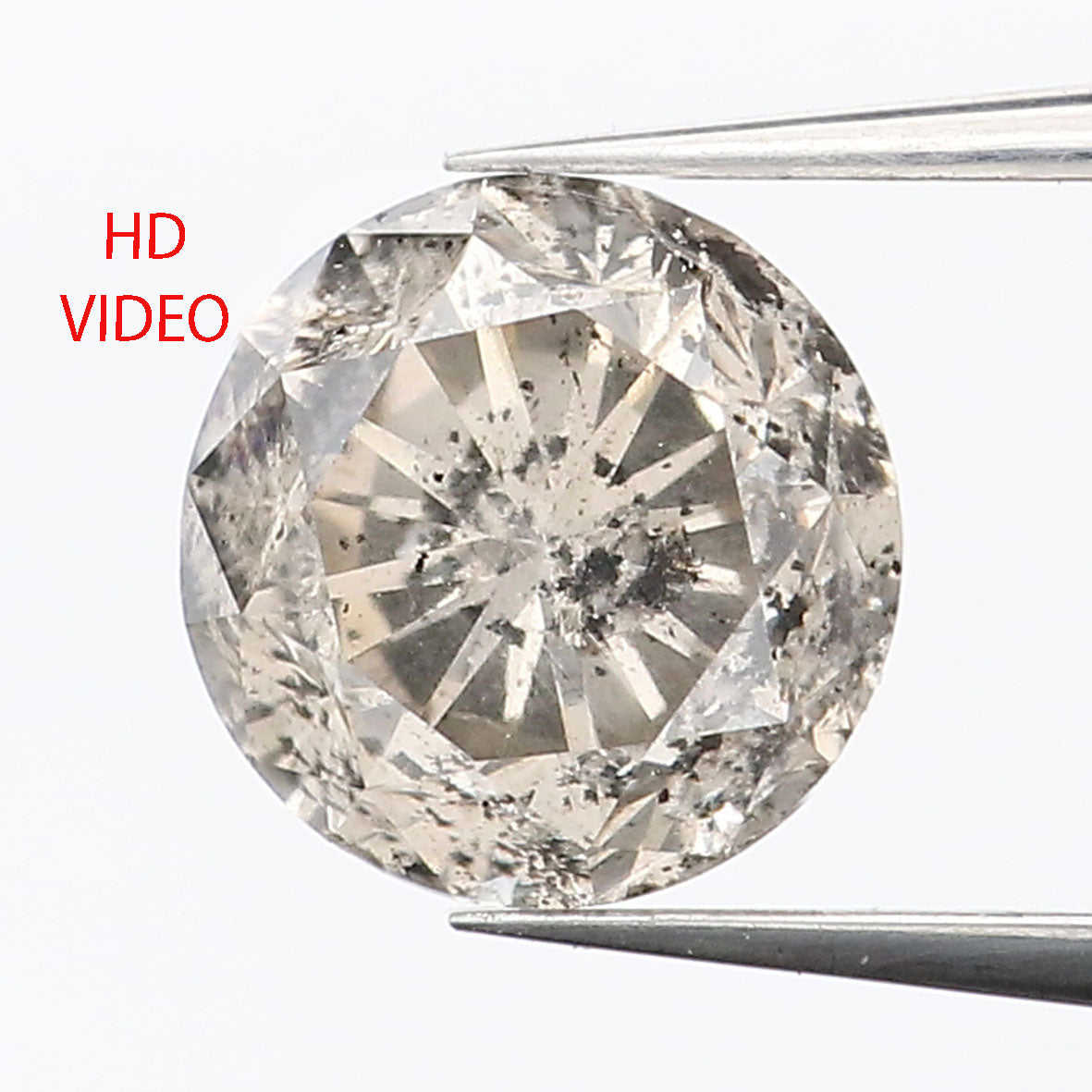 0.87 CT Natural Loose Round Shape Diamond Brown Color Round Cut Diamond 5.75 MM Natural Salt And Pepper Round Brilliant Cut Diamond LQ9364