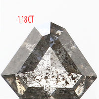 1.18 Ct Natural Loose Diamond Shield Black Grey Salt And Pepper Color I3 Clarity 5.65 MM KDL9002