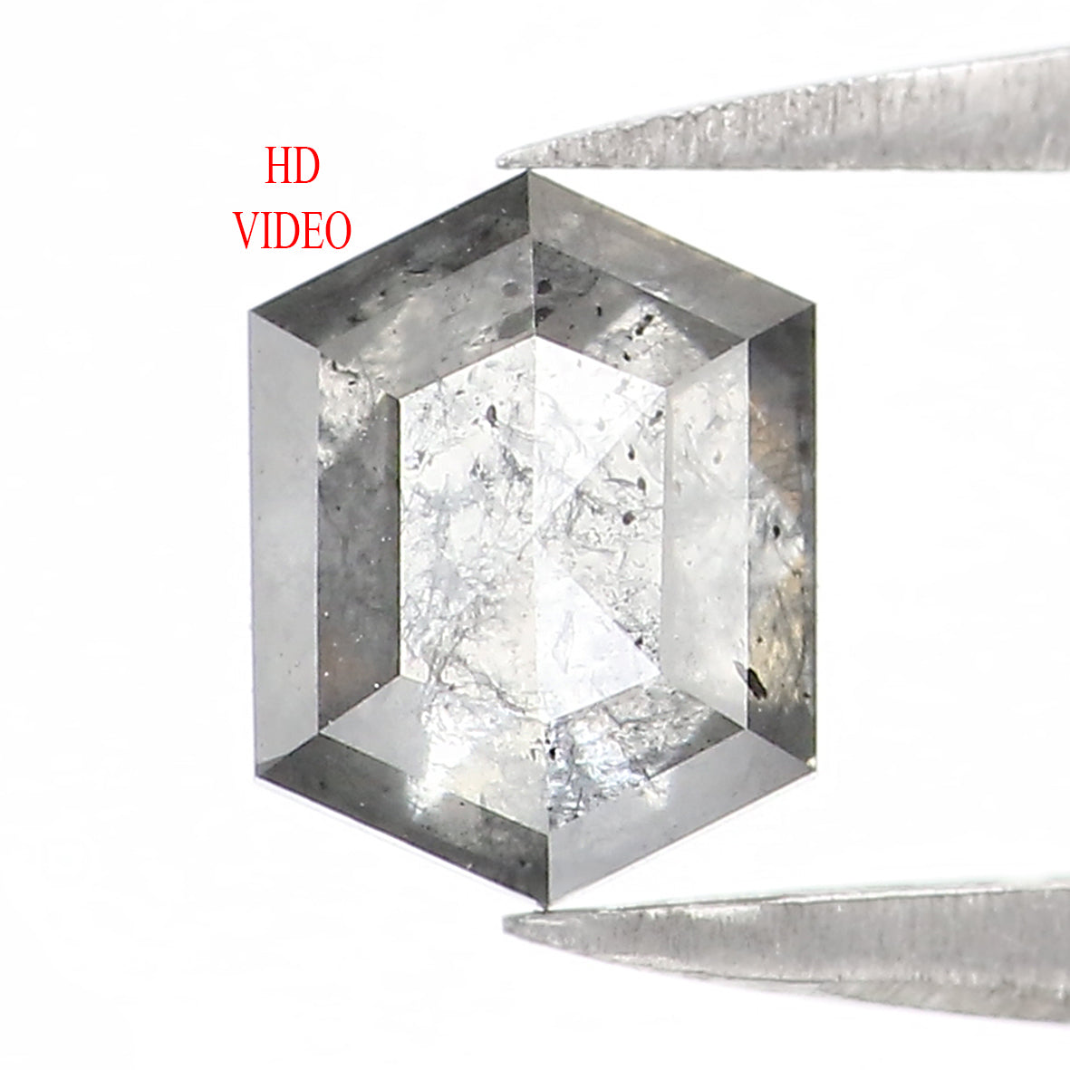 0.78 CT Natural Loose Hexagon Shape Diamond Salt And Pepper Hexagon Cut Diamond 6.30 MM Natural Black Grey Hexagon Rose Cut Diamond QL1403
