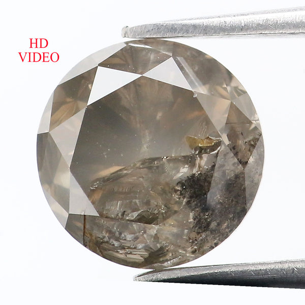 2.84 Ct Natural Loose Diamond Round Black Brown Color I3 Clarity 8.15 MM KDL8876