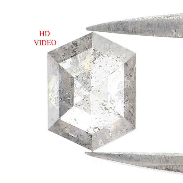 Natural Loose Hexagon Salt And Pepper Diamond Black Grey Color 0.67 CT 6.05 MM Hexagon Shape Rose Cut Diamond L1456