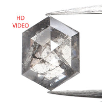 0.90 CT Hexagon Cut Diamond, Salt and Pepper Diamond, Natural Loose Diamond, Black Diamond, Grey Diamond, Rustic  Rose Cut Diamond KDL9970