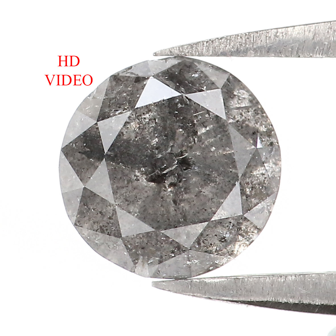 Natural Loose Round Salt And Pepper Diamond Black Grey Color 1.26 CT 6.55 MM Round Brilliant Cut Diamond L1419