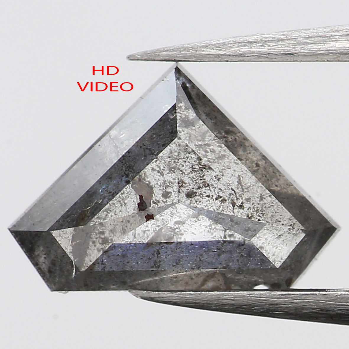 0.77 Ct Natural Loose Shield Shape Diamond Salt And Pepper Shield Cut Diamond 5.25 MM Black Gray Color Shield Shape Rose Cut Diamond QL441