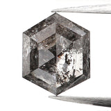 0.88 CT Hexagon Cut Diamond, Salt and Pepper Diamond, Natural Loose Diamond, Black Diamond, Grey Diamond, Rustic  Rose Cut Diamond KDL9968