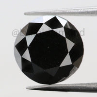 3.76 Ct Natural Loose Diamond Round Black Color 9.30 MM KDL8487