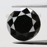 3.76 Ct Natural Loose Diamond Round Black Color 9.30 MM KDL8487