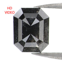 1.67 CT Natural Loose Emerald Shape Diamond Salt And Pepper Emerald Shape Diamond 7.35 MM Black Grey Color Emerald Rose Cut Diamond QL1555