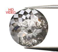 1.57 Ct Natural Loose Diamond Round Rose Cut Black Grey Salt And Pepper Color 7.06 MM KDL9234