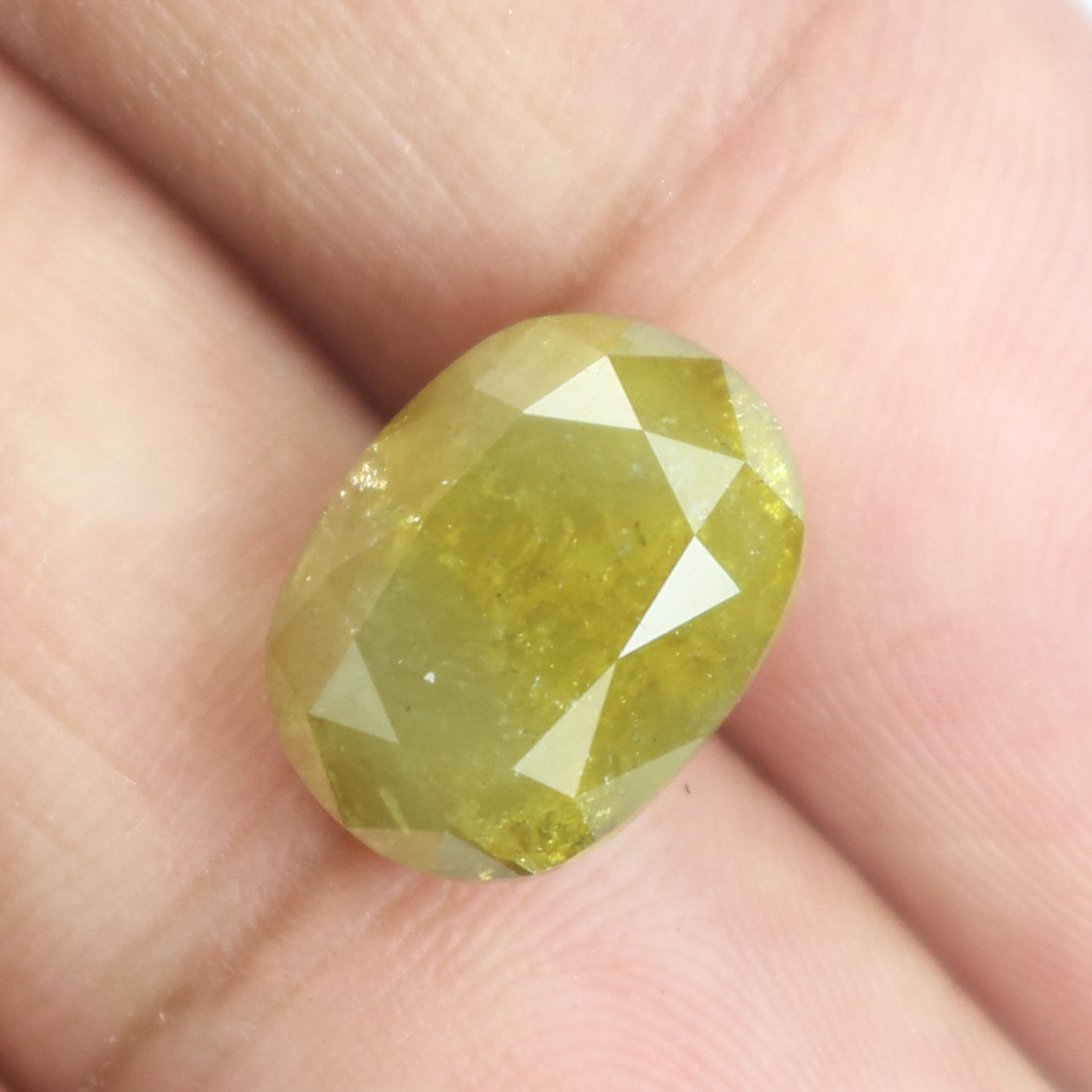 5.01 ct Natural Loose Diamond Oval Yellow Green Color I3 Clarity 11.40 MM KDL8645