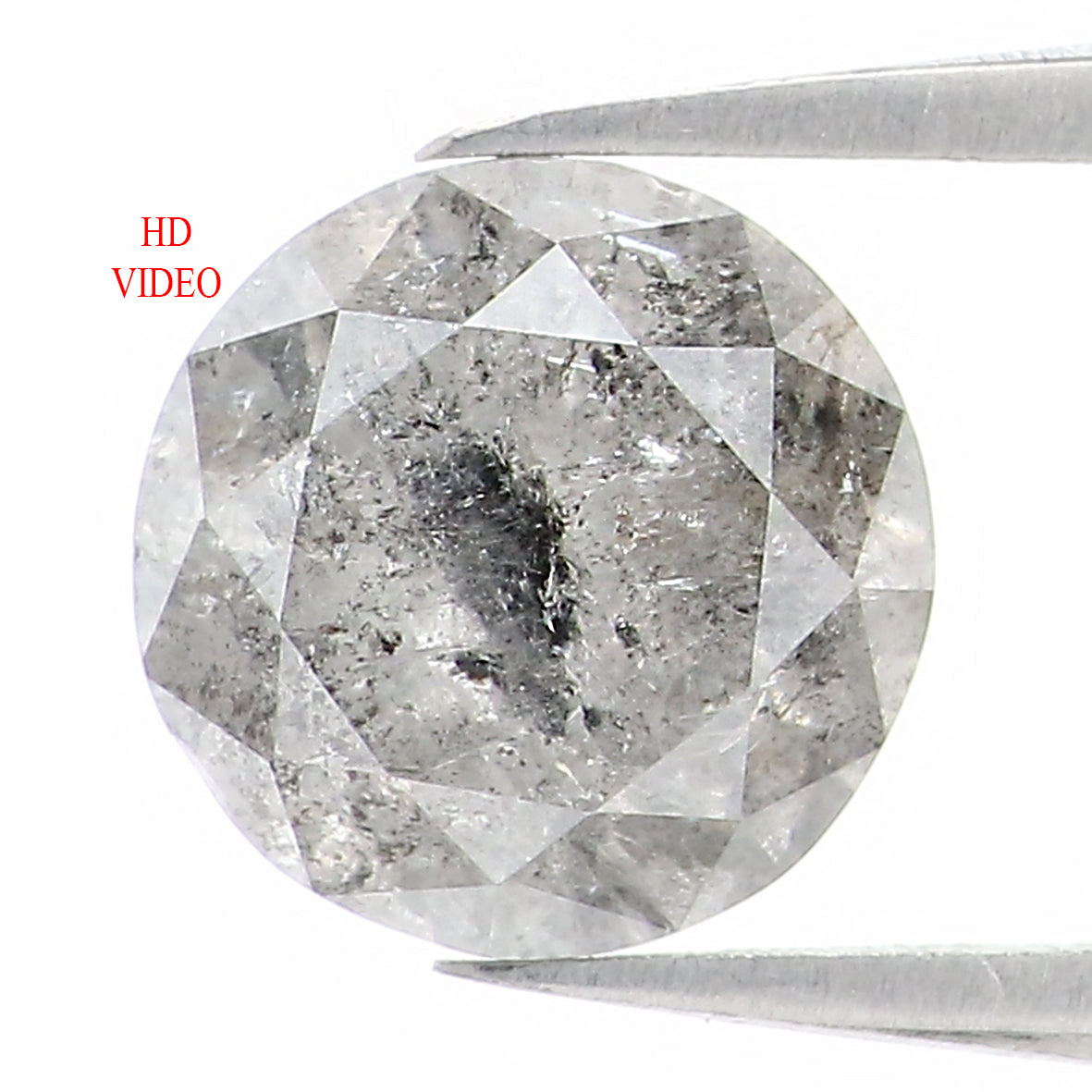 Natural Loose Round Salt And Pepper Diamond Black Grey Color 1.17 CT 6.40 MM Round Brilliant Cut Diamond L1209