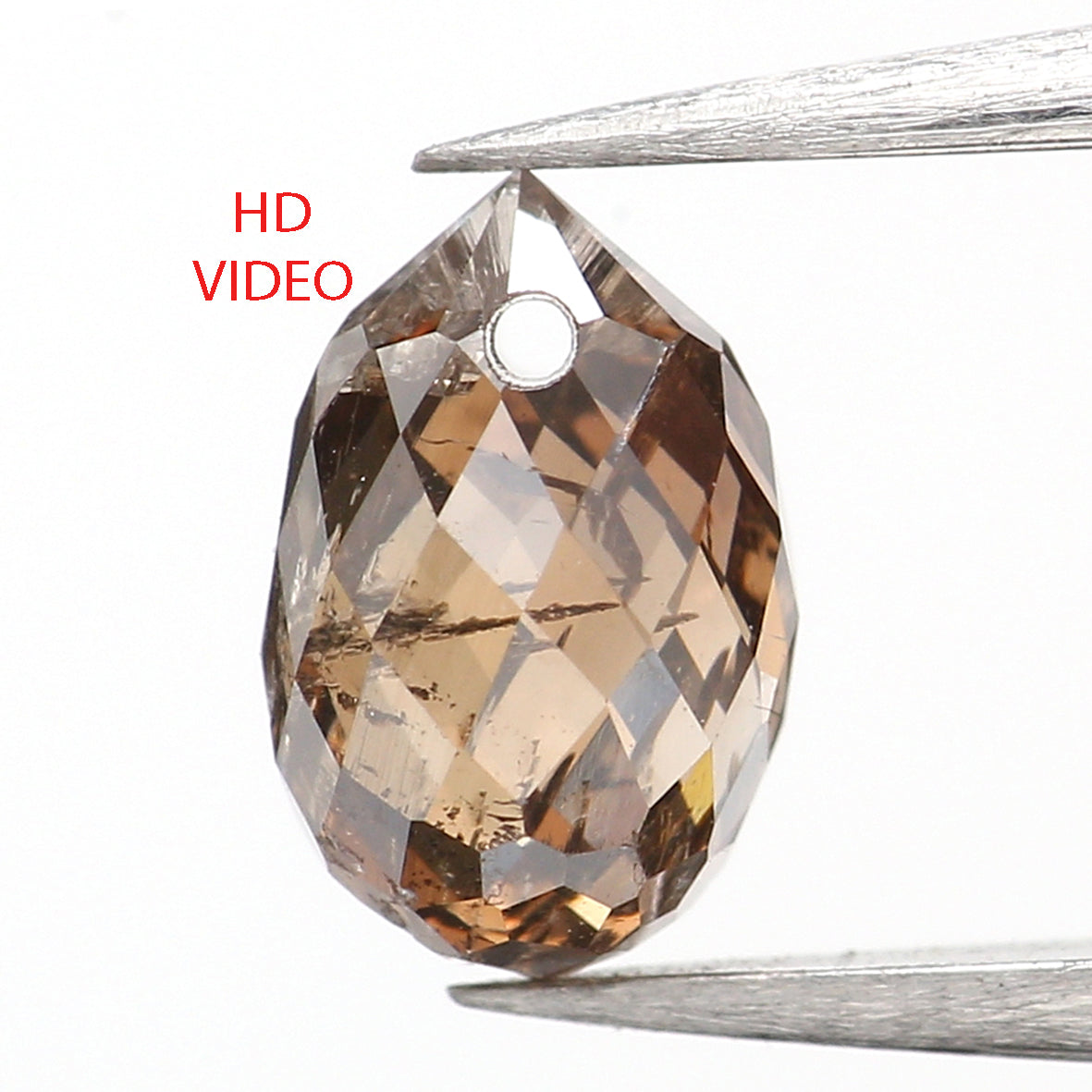 0.63 Ct Natural Loose Briolette Shape Diamond Brown Color Drop Diamond 5.55 MM Natural Loose Brown Color Briolette Rose Cut Diamond KQ2248