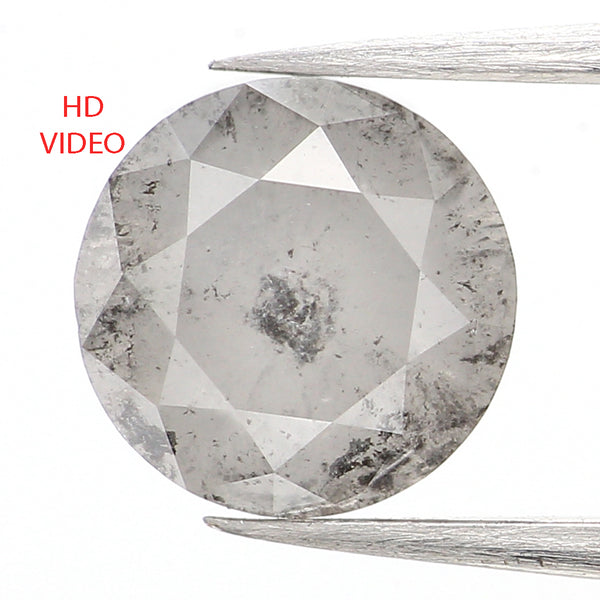 1.40 Ct Natural Loose Diamond, Grey Diamond, Round Diamond, Round Brilliant Cut Diamond, Sparkling Diamond, Rustic Diamond L240