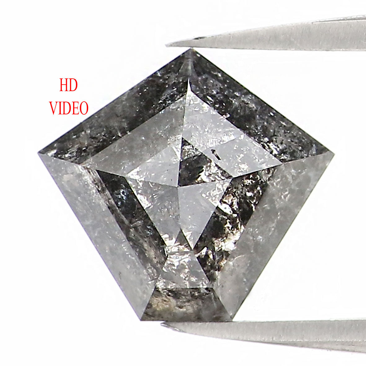 0.98 Ct Natural Loose Pentagon Shape Diamond Salt And Pepper Pentagon Cut Diamond 7.00 MM Black Gray Color Pentagon Rose Cut Diamond QL1222