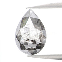 Natural Loose Pear Salt And Pepper Diamond Black Grey Color 0.55 CT 6.60 MM Pear Shape Rose Cut Diamond KDL1065