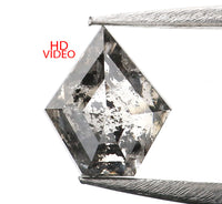 0.97 Ct Natural Loose Diamond Pentagon Black Grey Salt And Pepper color I3 Clarity 7.50 MM KDL8964
