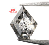 0.97 Ct Natural Loose Diamond Pentagon Black Grey Salt And Pepper color I3 Clarity 7.50 MM KDL8964