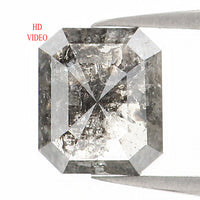 Natural Loose Emerald Salt And Pepper Diamond Black Grey Color 0.96 CT 6.25 MM Emerald Shape Rose Cut Diamond KDL1205