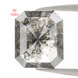 Natural Loose Emerald Salt And Pepper Diamond Black Grey Color 0.96 CT 6.25 MM Emerald Shape Rose Cut Diamond KDL1205