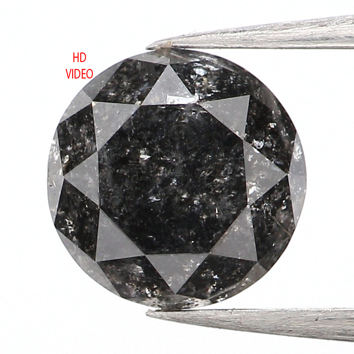 Natural Loose Round Salt And Pepper Diamond Black Grey Color 1.07 CT 6.20 MM Round Brilliant Cut Diamond L958