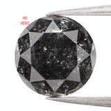Natural Loose Round Salt And Pepper Diamond Black Grey Color 1.07 CT 6.20 MM Round Brilliant Cut Diamond L958