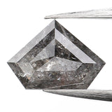 0.75 Ct Natural Loose Diamond, Salt And Pepper Diamond, Shield Cut Diamond, Black Gray Color Diamond, Rose Cut Real Rustic Diamond KDL9852