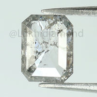 0.74 Ct Natural Loose Diamond Emerald Black Grey Salt And Pepper Color I3 Clarity 6.30 MM KDL8434