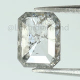 0.74 Ct Natural Loose Diamond Emerald Black Grey Salt And Pepper Color I3 Clarity 6.30 MM KDL8434